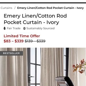 4-Pottery Barn emery linen/cotton 50x 96” panels